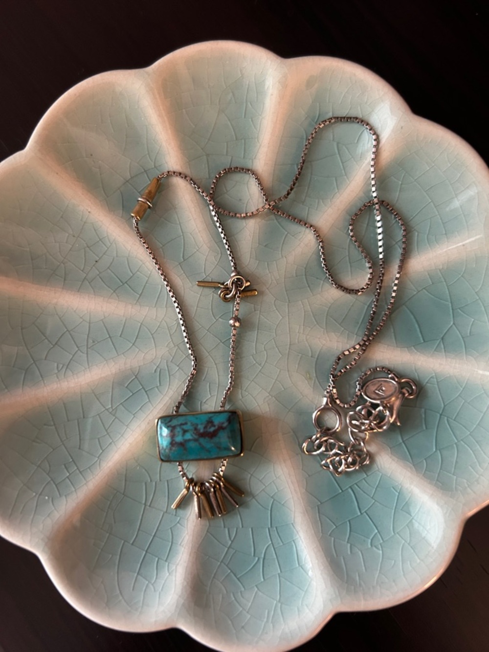 Silpada Sterling and Brass Turquoise Burst Necklace - Picture 6 of 7